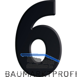 Ziffer selbstklebend, Type 6, H�he 30 mm, Aluminium schwarz eloxiert