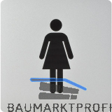 WC Symbol Frau selbstklebend, 100 x 100 mm, Kunststoff alufarbig