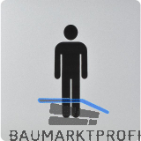 WC Symbol Mann selbstklebend, 100 x 100 mm, Kunststoff alufarbig