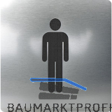 WC Symbol Mann selbstklebend, 100 x 100 mm, Kunststoff Edelstahl-Effekt
