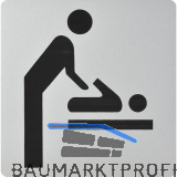 WC Symbol Wickelraum selbstklebend, 100 x 100 mm, Kunststoff alufarbig