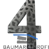 Hausnummer 4 - H�he 120 mm, Schmiedeeisen schwarz verzinkt