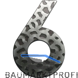 Hausnummer 6 - H�he 120 mm, Schmiedeeisen schwarz verzinkt