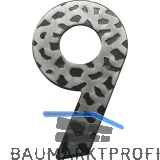 Hausnummer 9 - H�he 120 mm, Schmiedeeisen schwarz verzinkt