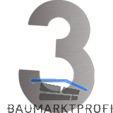 Hausnummer 3 - H�he 120 mm, mit 2 Gewindenocken M5, Edelstahl
