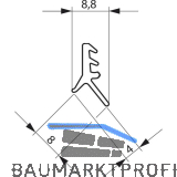 GU Dichtungsprofil P743, unten und vertikal, Kunststoff schwarz
