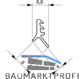 GU Dichtungsprofil P743, unten und vertikal, Kunststoff grau