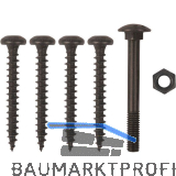 Schraubenset f�r Langband einseitig gerollt 700-1000mm, Stahl schwarz verzinkt