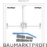 BKS Fluchtt�rschloss-Set 2 flg. Funktion E/EN 1125, rechts, DM 65, Edelstahl