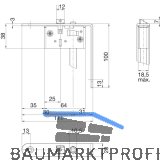 BKS Schaltschloss B1595, Stulp rund, abgewinkelt 20/111/100 mm, DM 65, Edelstahl