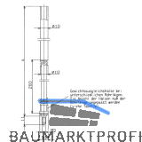 BKS Treibriegelstange 9036, 1635 mm, m. Feder u. Gleitstopfen f�r oben, verzinkt