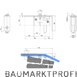 BKS Schaltschloss B1595, Stulp eckig, abgewinkelt 24/110/60 mm, DM 30, Edelstahl