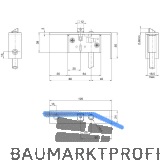 BKS Schaltschloss B1595, Stulp eckig, abgewinkelt 24/120/50 mm, DM 40, Edelstahl