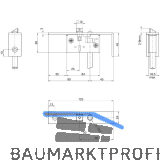 BKS Schaltschloss B1595, Stulp eckig, abgewinkelt 24/125/45 mm, DM 45, Edelstahl