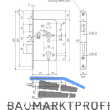 BMH Dreifallenhauptschloss 1020 PZ, links, rund, Dorn 65 mm, Edelstahl