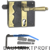 Rustikales Schlossset Newcastle BB,rechts,DM75,Eisen verzinkt geschw�rzt/Messing