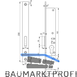 ROTO Rohrrahmenschloss Flachstulp m. Riegel 877, DM 25, verzinkt silberf�rbig