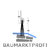 T�rdichtungsb�rste m. gerader Leiste, 2000 mm, Borsten 50 mm schwarz, Alu natur