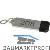 Hotelschl�sselanh�nger mit Gummi, H�he 80 mm, Gravur 1-9999, silber eloxiert