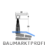 T�rdichtungsb�rste m. Winkelprofilleiste, 2000 mm, Borsten schwarz, Alu Silber