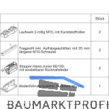 HAWA Junior 100/B Beschlagset Holz 2 Fangstopper Standard Tragschraube +20 mm
