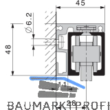 HAWA-Junior 100 Holz Winkelprofil Wandmontage auf Ma� T�rst�rke bis 42 mm silber