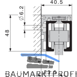 HAWA Junior 80 Glas Winkelprofil Wandmontage auf Ma� silber eloxiert
