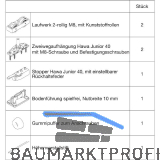 HAWA Junior 40/Z Beschlagset Holz ohne Laufschiene