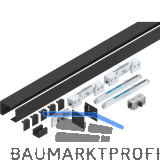 HELM GT-L 80 Beschlagset Glas 8-10,76 mm L=2500 mm Wandmontage schwarz matt