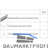 HAWA-Junior 100/B Acoustics Abdeckkappen-Set Clipblende 95 mm rechts silber