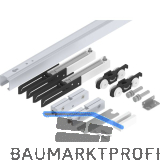 HELM 53 Beschlagset Wand Glas 50 kg Laufschiene L=1700 mm 2 D�mpfungen silber