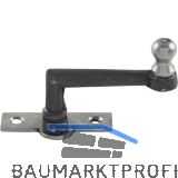 Fensterreiber m. Eisenknopf auf eckiger, austrag.Platte,17mm,Messingguss schwarz