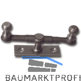 Doppelreiber mit Eisenknopf auf eckiger, gerader Platte, 25 mm, Stahl blank