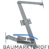 Oberlicht-Z-Schere, Angriffarm 150 mm, Mittelst�ck 310 mm, Stahl verzinkt