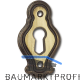 Schl�sselschild Mondial Breite 26 mm, H�he 46 mm, Messing patiniert