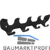 Garderobenleiste Verto mit 5 Haken, Breite 300 mm, Stahl schwarz matt
