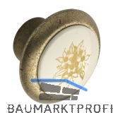 Knopf Tampa � 40 mm, Tiefe 26 mm, ZN/Kunststoff bronze, matt/Blume gold