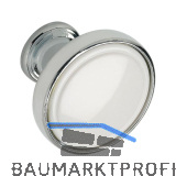 Knopf Anaheim 2 � 30 mm, Tiefe 26 mm, ZN/Kunststoff verchromt poliert/wei�