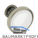 Knopf Anaheim 2 � 30 mm, Tiefe 26 mm, ZN/Kunststoff altsilber/wei�