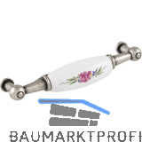 Griff Talos Breite 107 mm, Keramik/ZN wei� bemalt Rose/verzinnt