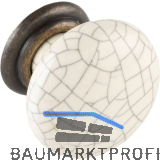 Knopf Tenem � 34 mm, Keramik beige/Zinkdruckguss messing antik