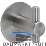 Mantelhaken Tulum mit Platte � 30 mm, Tiefe 27 mm, Edelstahl geb�rstet