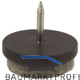 Nagelgleiter mit Filzauflage und Einschlagstift, rund, �24, KS braun
