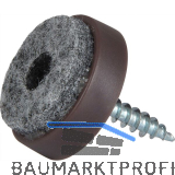 Schraubgleiter mit Filz und Holzschraube rund, �28, braun