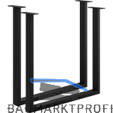 Tischkufe Etsi U-Form, Breite 700 mm, Verstellgleiter,Stahl schwarz strukturiert