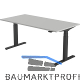 B�rotisch Evo, elektrisch verstellbar, schwarz, Platte 1400x800 hellgrau