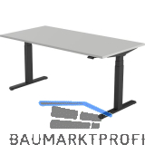 B�rotisch Evo, elektrisch verstellbar, schwarz, Platte 1600x800 hellgrau