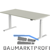 B�rotisch Amica, elektrisch verstellbar, alufarbig, Platte 1800x800 hellgrau