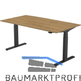B�rotisch Amica, elektrisch verstellbar, schwarz, Platte 1400x800 Eiche Natur