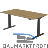 B�rotisch Amica, elektrisch verstellbar, schwarz, Platte 1600x800 Eiche Natur